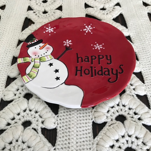 ✨3for$30✨ Happy Holidays Glass Snowman Plate - Picture 2 of 6